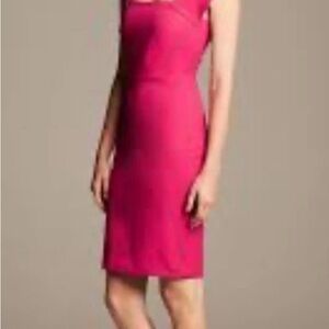 Roland Mouret x Banana Republic Black Label Pink Sheath Midi Dress Sz 12